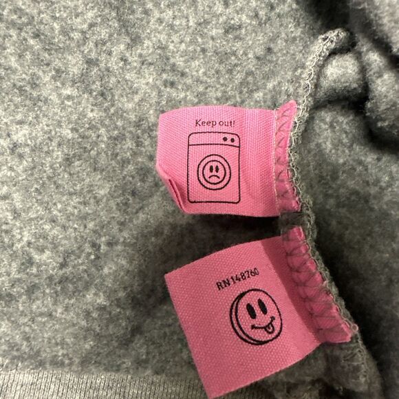 Bow & Drape Gray Hoodie Hand Sewn Gold Sequins Wine Glass Theme Size Medium Fun - Picture 10 of 13